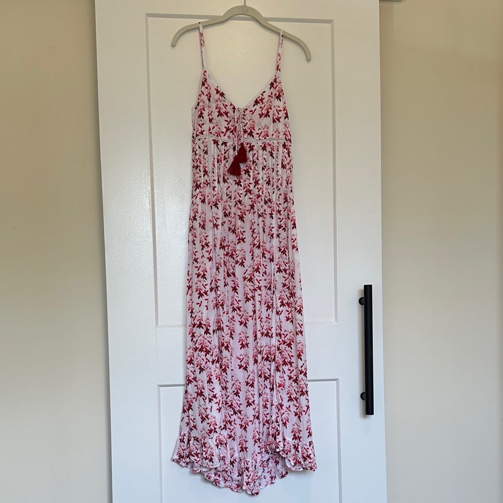 Floral Red and White Maxi Dress